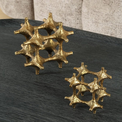 Gilded Connection Sculptures, Set of 2