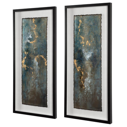 Glimmering Agate Framed Prints, Set of 2