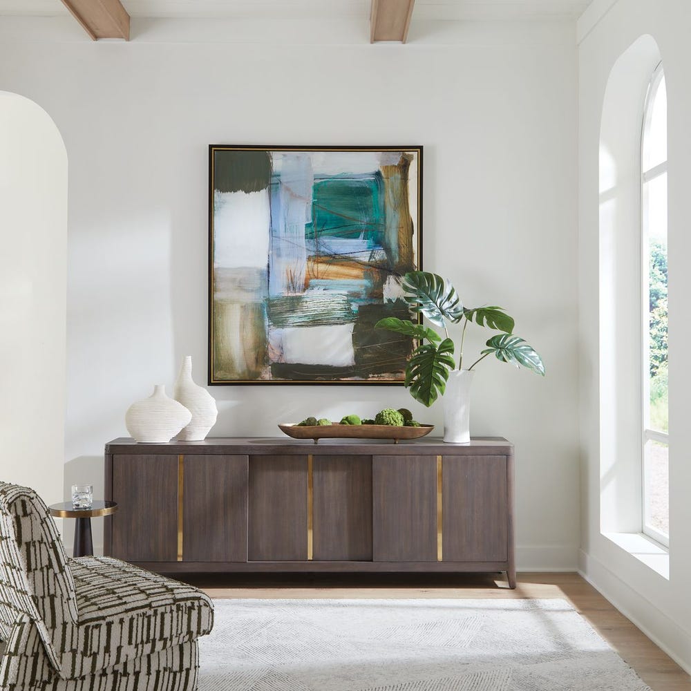 Green Fields Framed Canvas