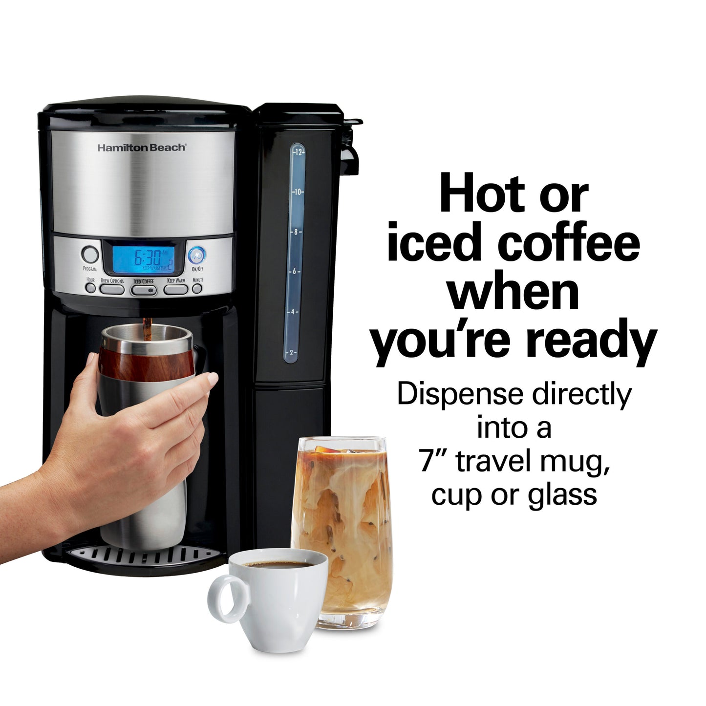 Hamilton Beach 12 Cup Dispensing Coffee Maker, Black/Silver