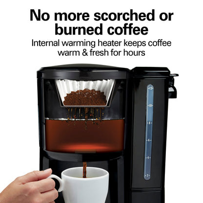 Hamilton Beach 12 Cup Dispensing Coffee Maker, Black/Silver
