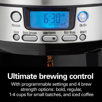 Hamilton Beach 12 Cup Dispensing Coffee Maker, Black/Silver