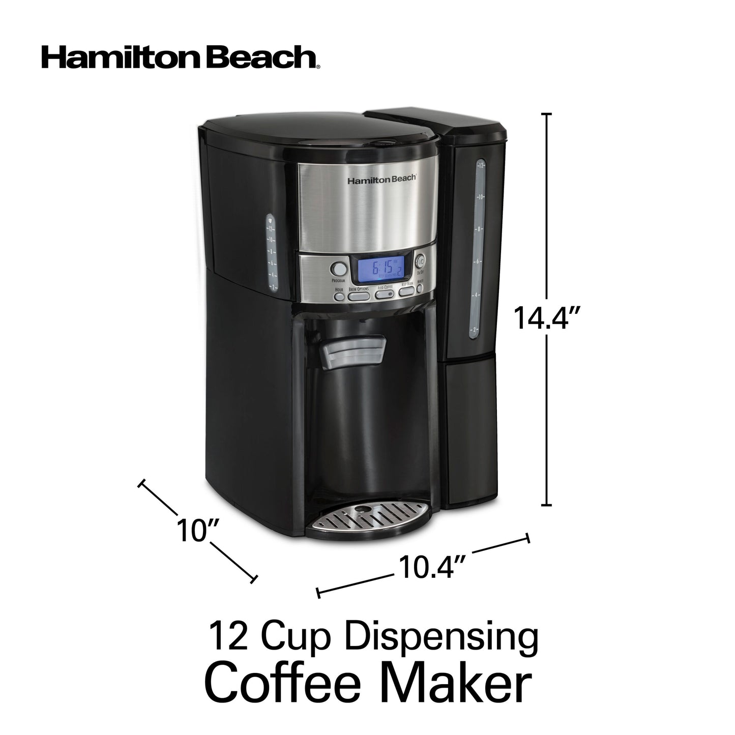 Hamilton Beach 12 Cup Dispensing Coffee Maker, Black/Silver