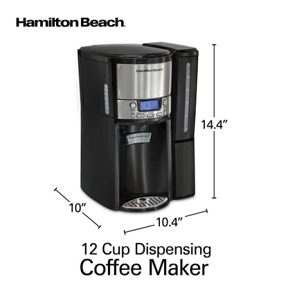 Hamilton Beach 12 Cup Dispensing Coffee Maker, Black/Silver