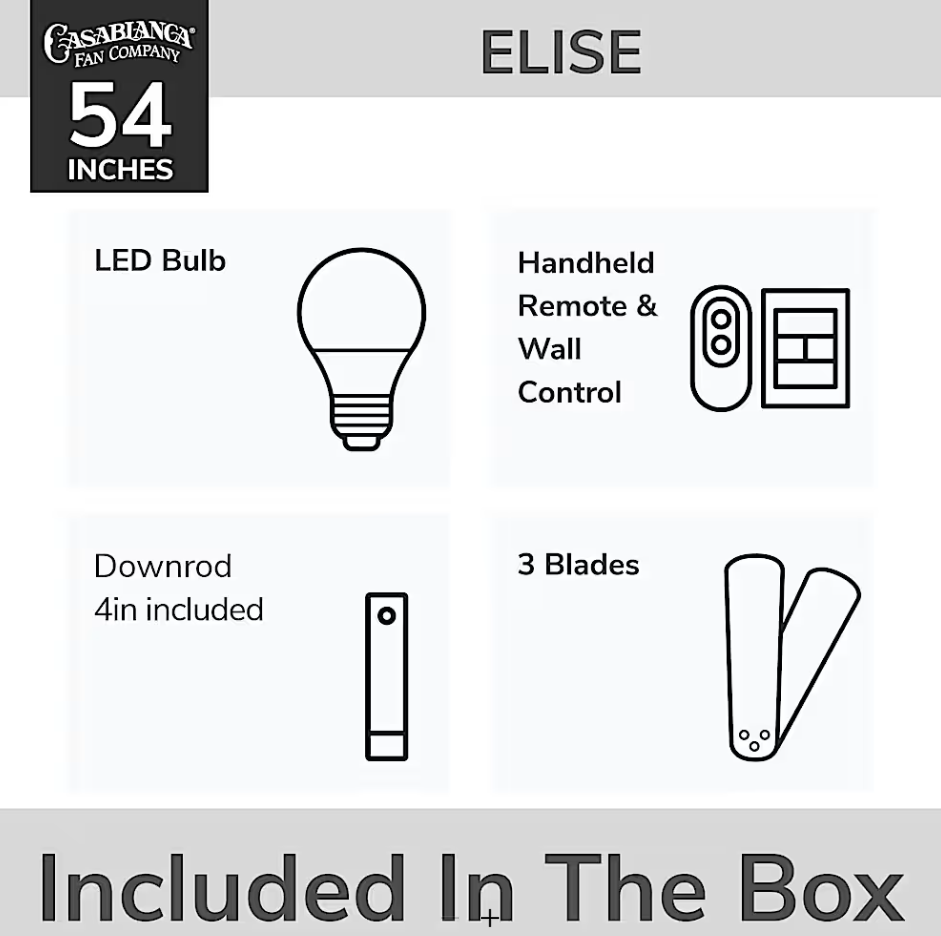 Hunter Casablanca Elise Outdoor ENERGY STAR DC with LED Light 54"