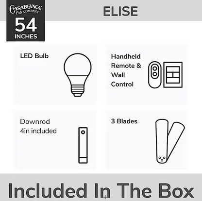 Hunter Casablanca Elise Outdoor ENERGY STAR DC with LED Light 54"