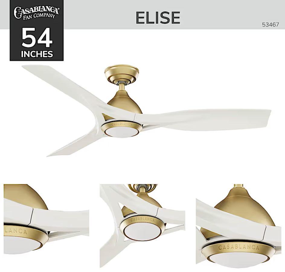 Hunter Casablanca Elise Outdoor ENERGY STAR DC with LED Light 54"