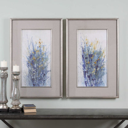 Indigo Florals Framed Prints, Set of 2