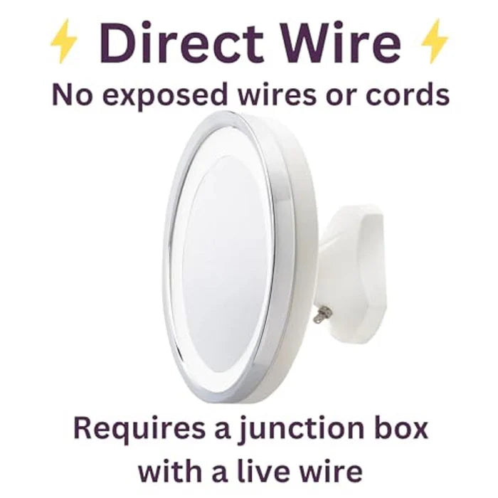 Jerdon Style 9.75" 5X LED Lighted Wall Mirror, Direct Wire
