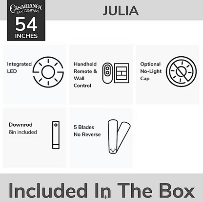Hunter Casablanca Julia Outdoor ENERGY STAR DC with LED Light 52"