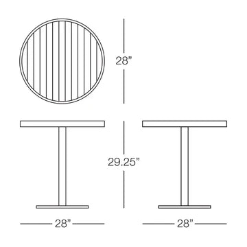 Kannoa Sicilia Round Pedestal Table with Alumawood 29.25"