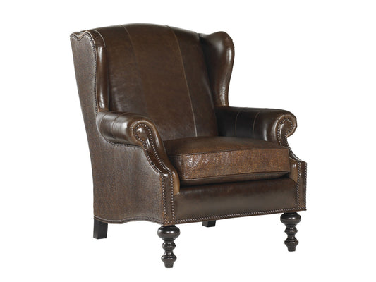 Royal Kahala Batik Leather Wing Chair