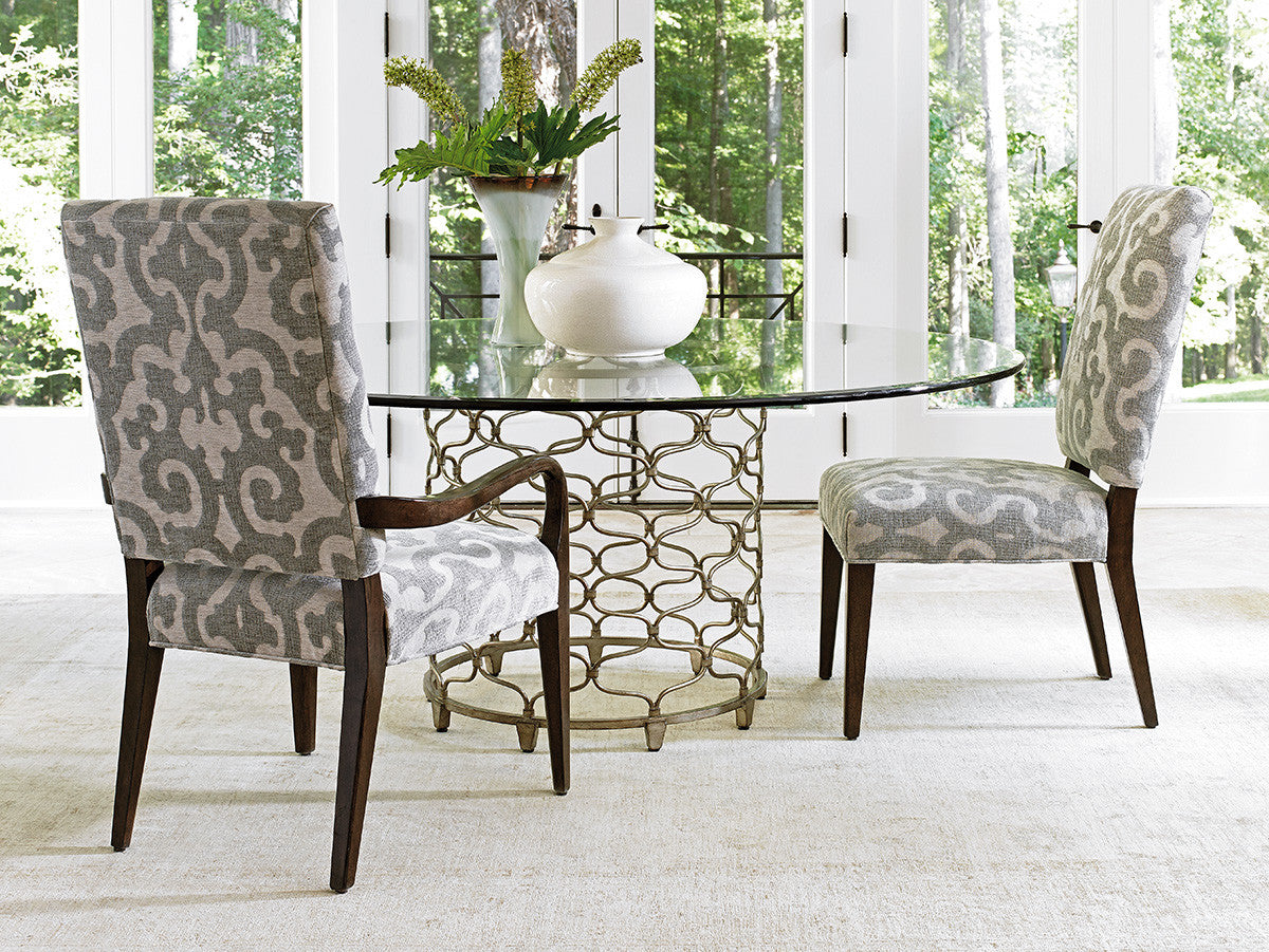 Lexington Laurel Canyon Bollinger Round Dining Table with Glass Top