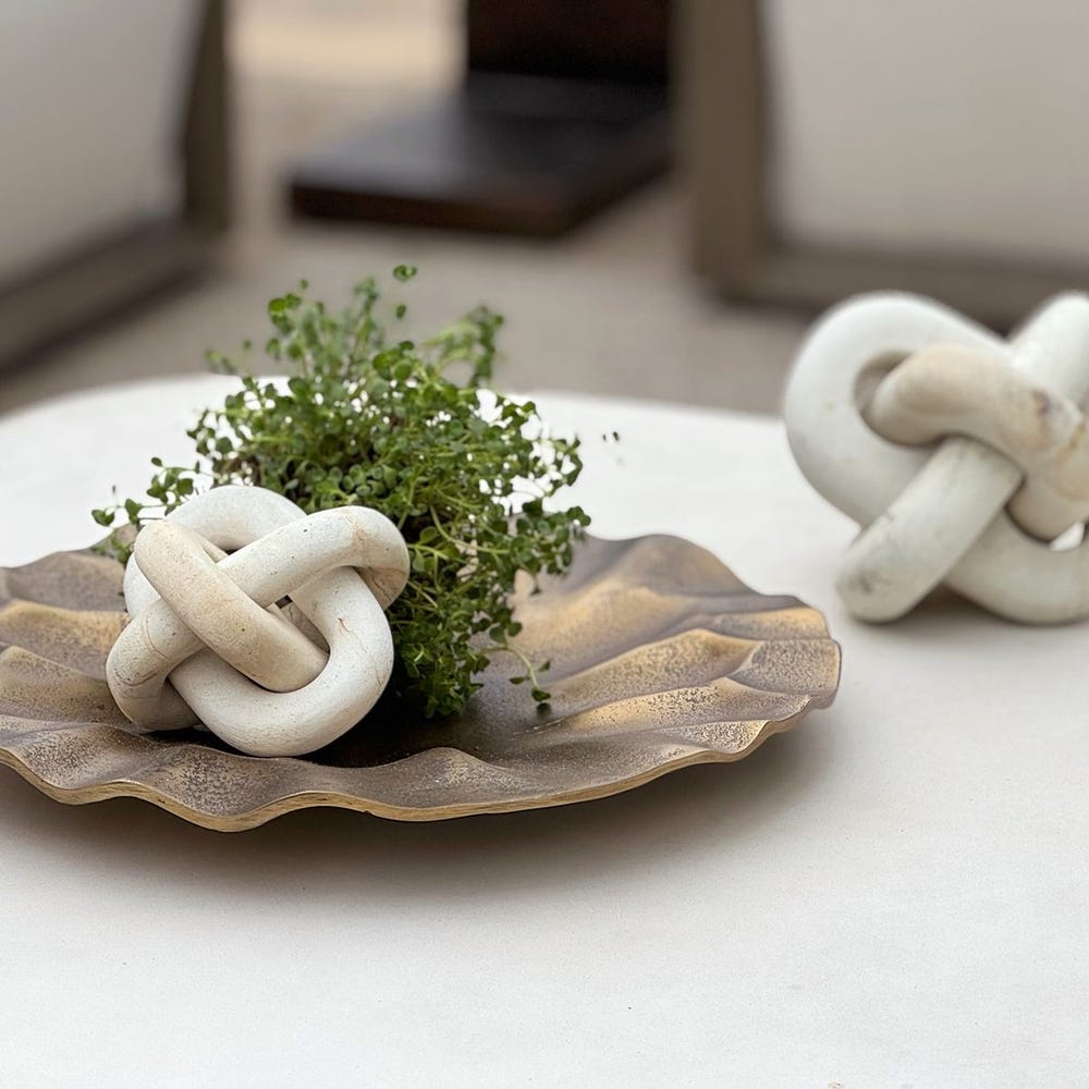 Limestone Link Indoor-Outdoor Sculptures, Set of 2