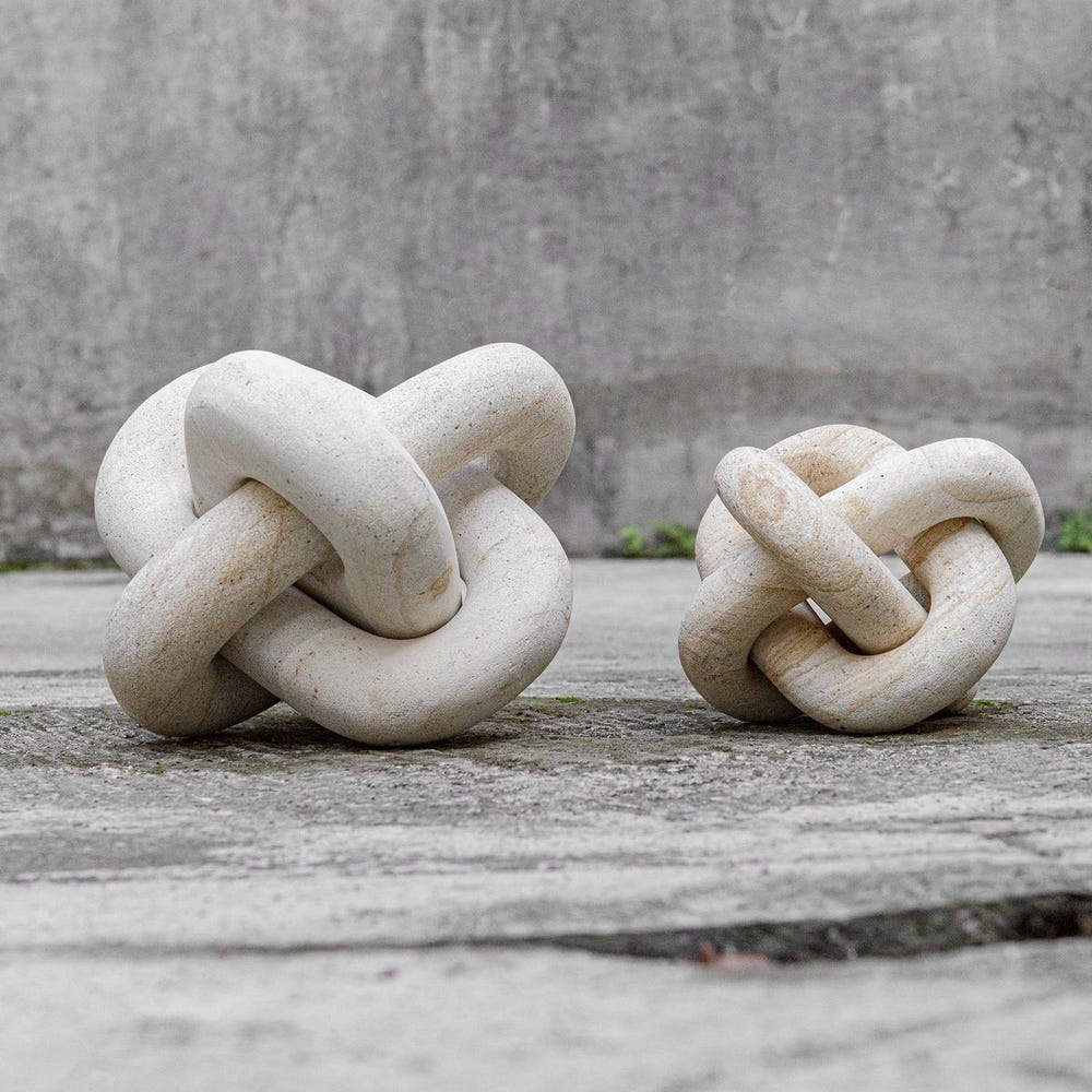 Limestone Link Indoor-Outdoor Sculptures, Set of 2