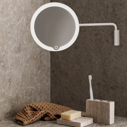 MODO Wall Mounted LED Magnifying Vanity Makeup Mirror - Rechargeable - TI-Coated Stainless Steel