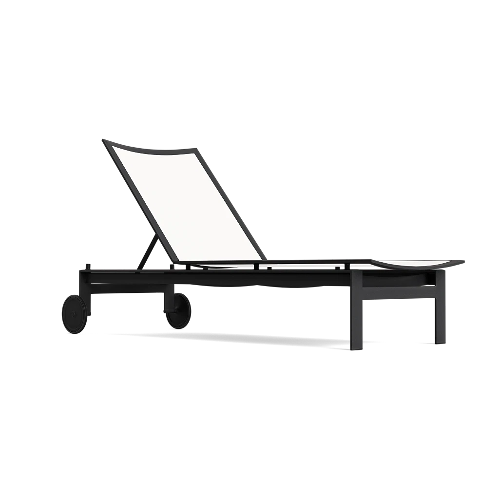 Parkway Framed Sling Flat Adjustable Chaise w/Wheels