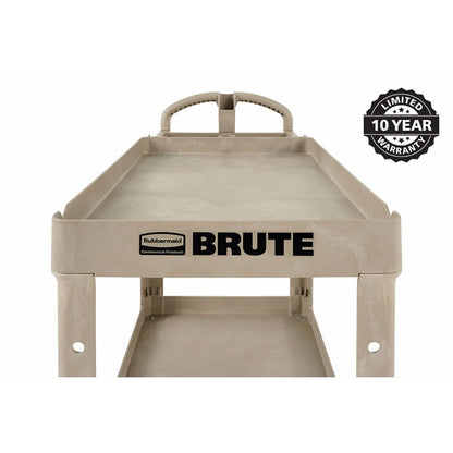 Rubbermaid BRUTE Heavy-Duty Ergo Handle Utility Cart, Lipped Shelf, Medium, 500 LB. Capacity