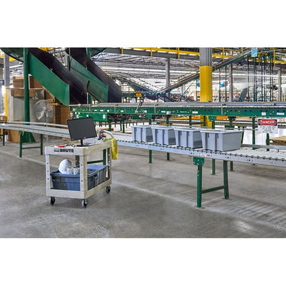 Rubbermaid BRUTE Heavy-Duty Ergo Handle Utility Cart, Lipped Shelf, Medium, 500 LB. Capacity