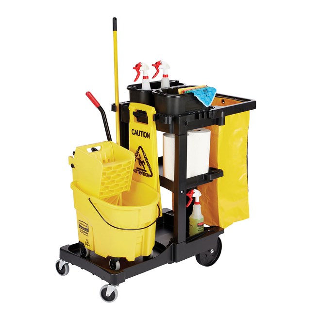Rubbermaid Janitorial Cleaning Cart - Traditional, Black