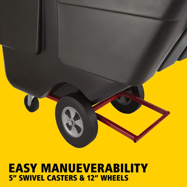 Rubbermaid Rotomolded Tilt Truck, Utility Duty, 1/2 Cubic Yard, Black
