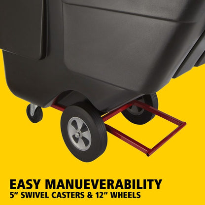 Rubbermaid Rotomolded Tilt Truck, Utility Duty, 1/2 Cubic Yard, Black