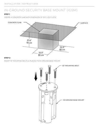 Tuuci Max In-Ground Security Mount Anchor - For Use in New Pour Concrete