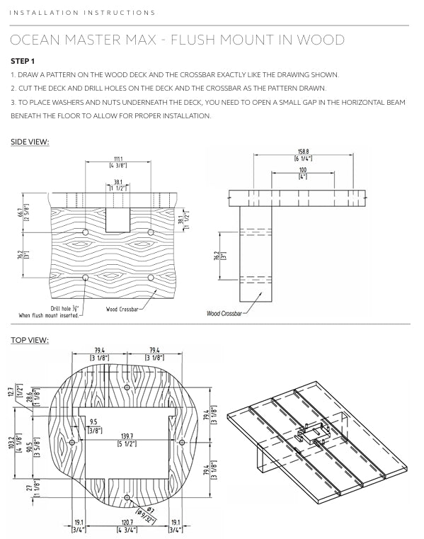 Tuuci Stainless Steel Flush Mount Anchor for Max Classic - Wood Deck