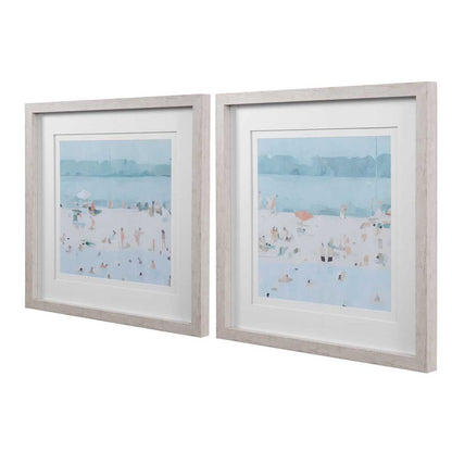 Sea Glass Sandbar Framed Prints, Set of 2