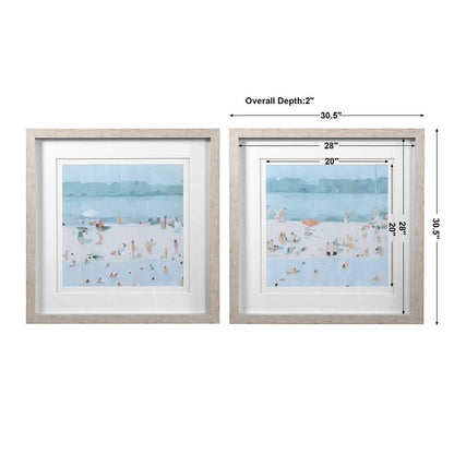 Sea Glass Sandbar Framed Prints, Set of 2