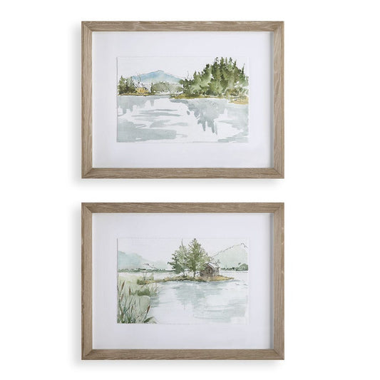 Serene Lake Framed Prints, Set of 2
