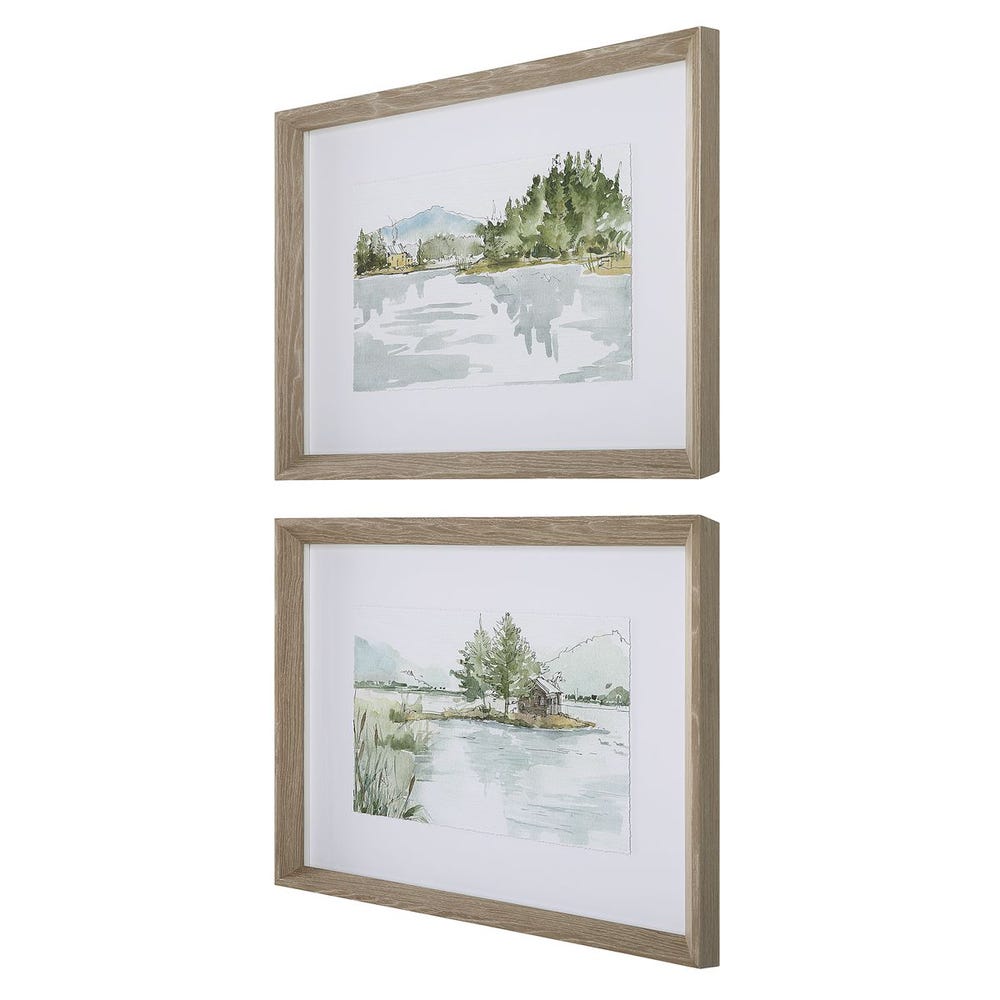 Serene Lake Framed Prints, Set of 2