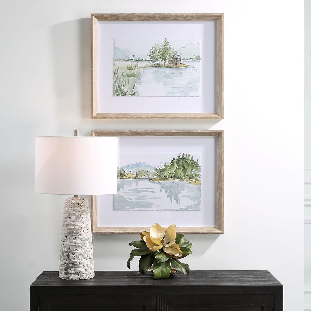 Serene Lake Framed Prints, Set of 2