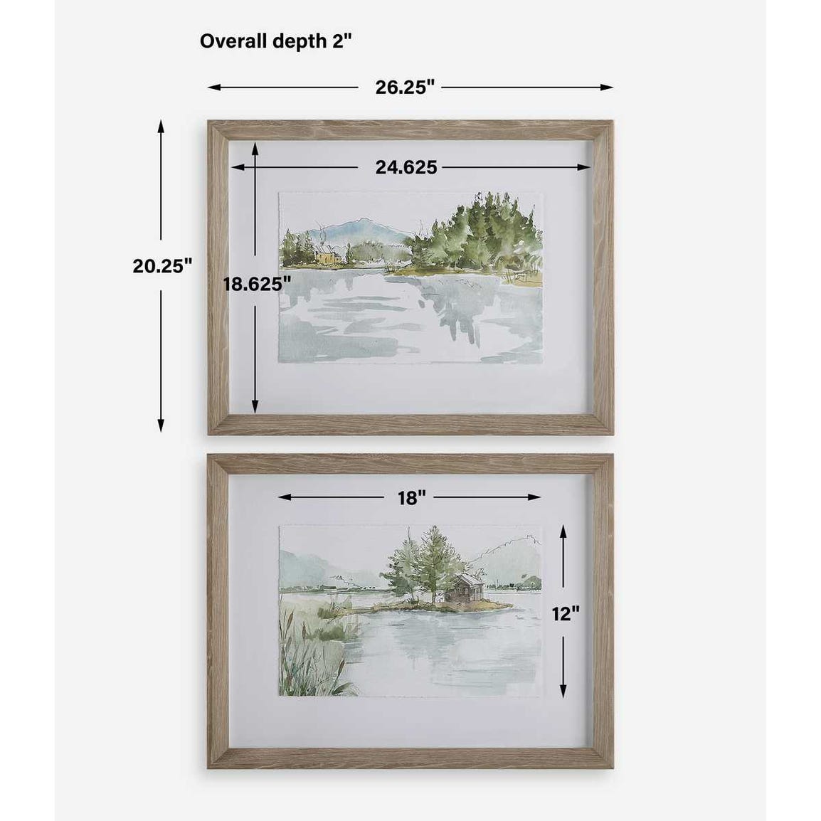 Serene Lake Framed Prints, Set of 2