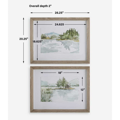 Serene Lake Framed Prints, Set of 2