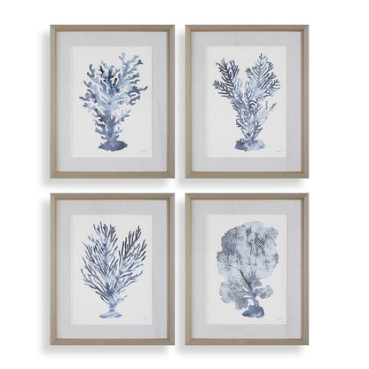 Shibori Coral Framed Prints, Set of 4