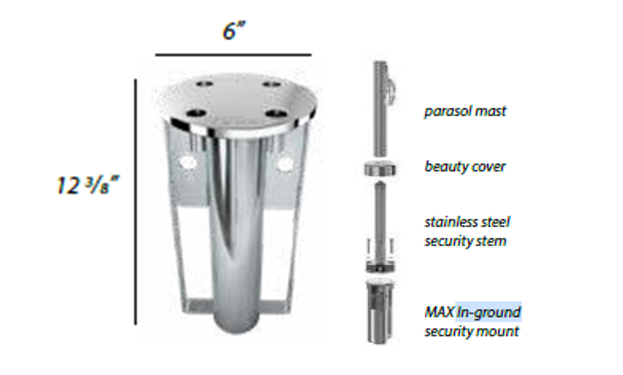 Tuuci Max In-Ground Security Mount Anchor - For Use in New Pour Concrete