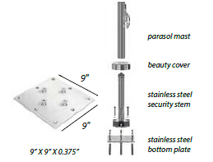 Tuuci Stainless Steel Surface Plate Anchor - For Use on Existing Concrete Pad
