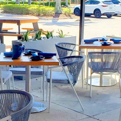 Contemporary Commercial Round Table Base in Brushed Stainless Steel