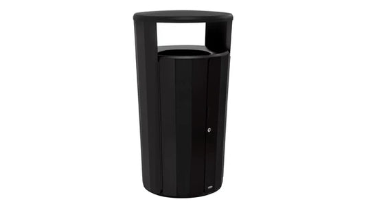 Rubbermaid Resist® Round Waste Container, Textured Black/Black Gloss
