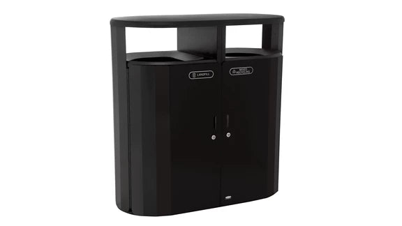 Rubbermaid Resist® Dual Stream Trash & Recycling, Textured Black/Black Gloss