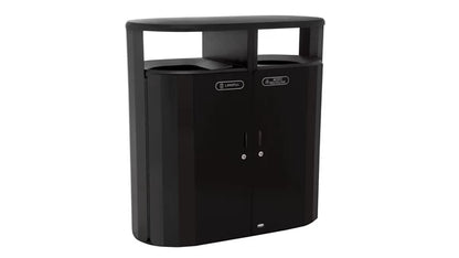 Rubbermaid Resist® Dual Stream Trash & Recycling, Textured Black/Black Gloss