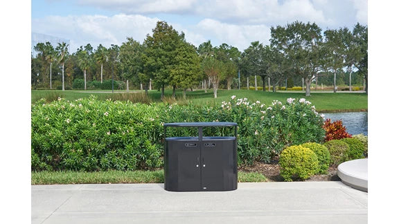 Rubbermaid Resist® Dual Stream Trash & Recycling, Textured Black/Black Gloss