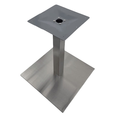 Contemporary Table Base with Umbrella Hole Brushed in Stainless Steel